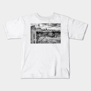 Tenby North Beach Black And White Kids T-Shirt